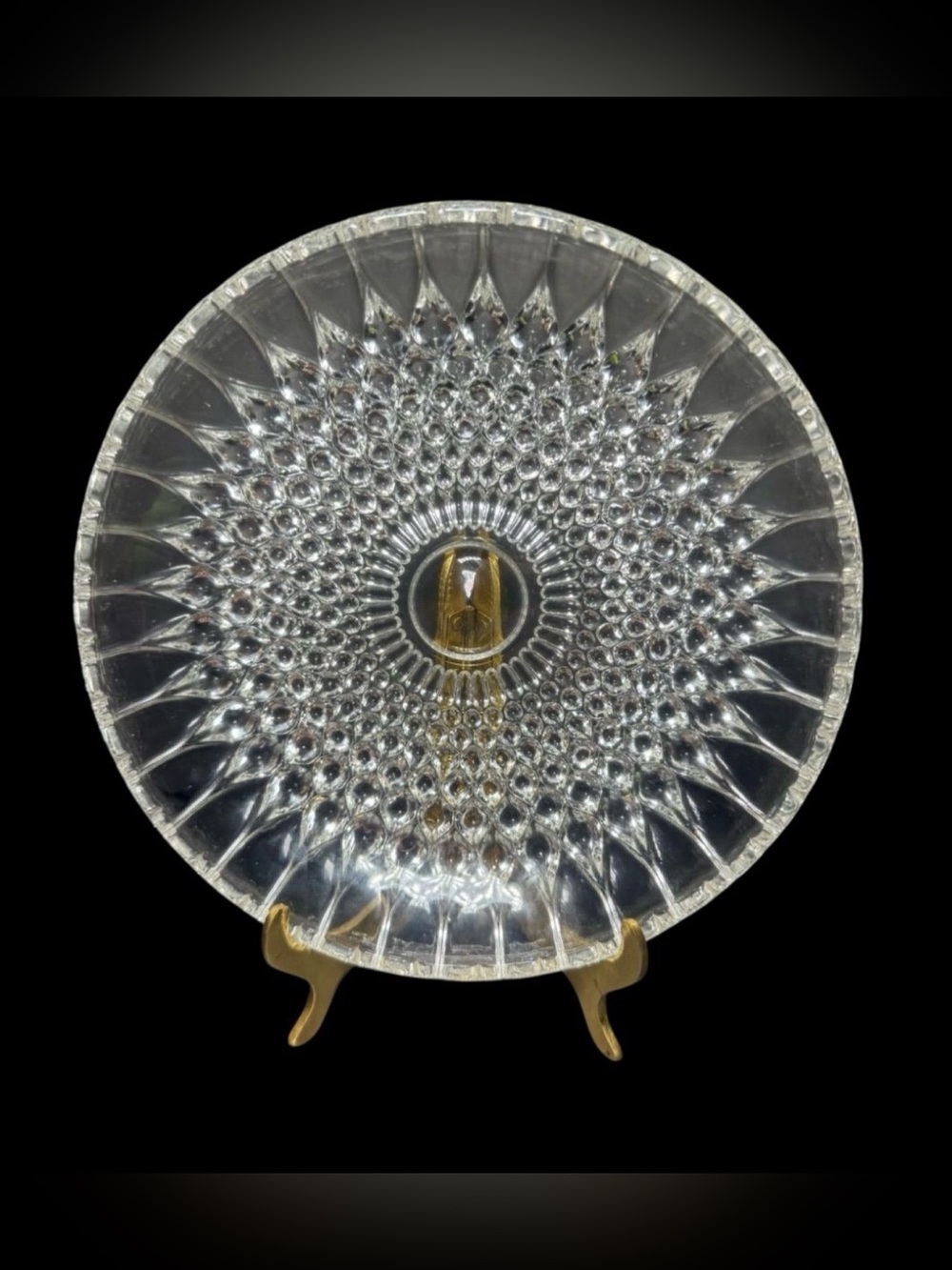Vintage Hobnail Teardrop Shallow Glass Bowl 7 Inch Pressed Glass